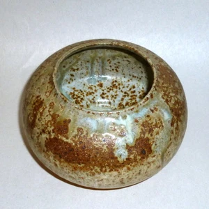 Vintage Studio Künstler signiert 5 1/2" Keramik Schüssel blau grün Mokka Glasur - Bild 1 von 5