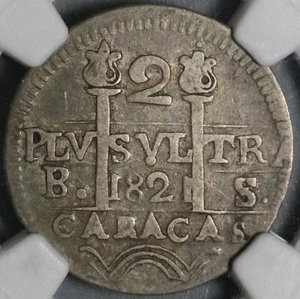 1821 NGC VF 20 Caracas 2 Reales Venezuela Royalist Rare Silver Coin (21081904D) - Picture 1 of 6