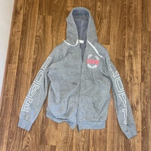 Bobbie Brooks Hoodie Gray with Pink Love Graphic Womens L Full-Zip Jacket - Picture 1 of 3