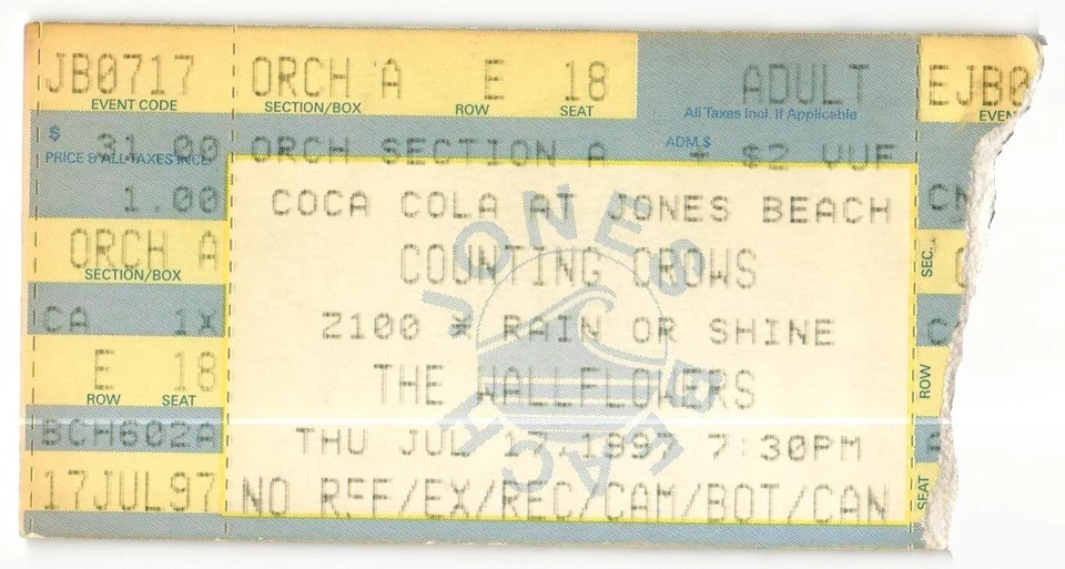 Vintage 1997 Counting Crows Wallflowers Concert Ticket Stub Wantagh NY - Image 1 of 1