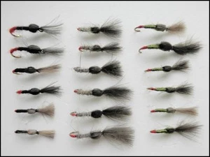 Moscas trucha Shuttlecock, paquete de 18, oreja de oliva, negra y liebres, mezclada 12/14/16 - CDC - Imagen 1 de 4