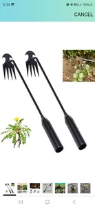 2 Weed Puller Tool Garden Pulling Portable Weeder Uprooting 4 Teeth Planting - Picture 1 of 13