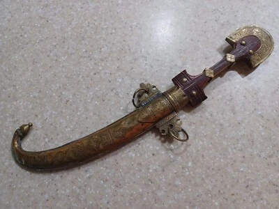 Старинный арабский/марокканский кинжал Koummya Jambiya, латунь - Изображение 1 из 4