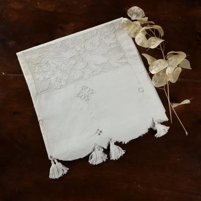 Serviette en Lin Second Hand Décorations Signes d'Usage Originale - Photo 1/4