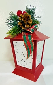QVC By Valerie ILLUMINATED LANTERN Twinkle LED Lights Mirrored Mercury Glass RED - Bild 1 von 5