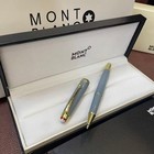 New Montblanc Meisterstuck 163 Rollerball Pen Light Blue/Gold Trim w/ Gift Box