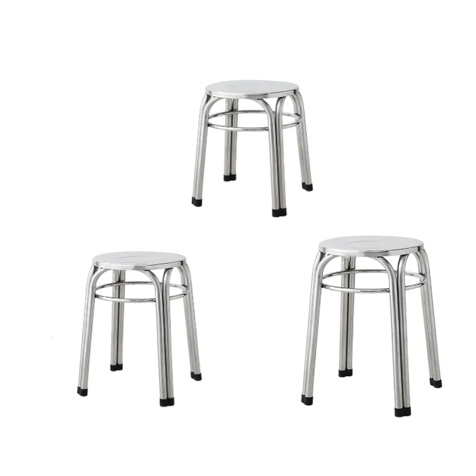 Metal Stool Stainless Steel Backless Non Slip Comfortable Seating Furniture - Image 1 of 1