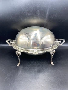 ATKINS BROS SHEFFIELD ENGLAND NICKEL SILVER REVOLVING DOME LID FOOD SERVER - Picture 1 of 13