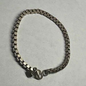 Bracciale catena scatola quadrata veneziana vintage argento sterling 925 7 3/4 - Foto 1 di 4