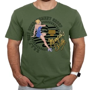 B-17 Memphis Belle Nose Art Blue Dress Design Military Green Shirt - Picture 1 of 1