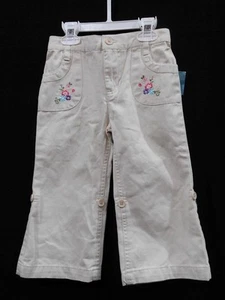 NWT-Toddler Girl's Roll-Up Leg Khaki Pants with Floral Design from Healthtex -2T - Picture 1 of 2