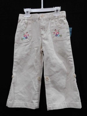 NUEVO CON ETIQUETAS-Pantalones caqui de pierna enrollable para niñas pequeñas con diseño floral de Healthtex -2T Foto 1 de 2