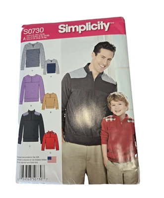 Simplicity S0730 Men Size S-XL Boy Size S-L Pullover Shirt Uncut Factory Folds - Image 1 of 4