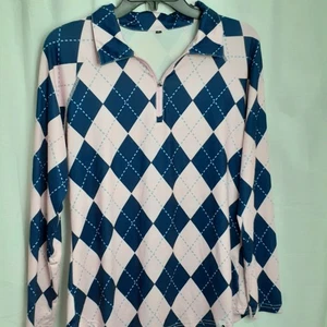 Polo de golf de manga larga pequeño para mujer rosa y azul - Imagen 1 de 9