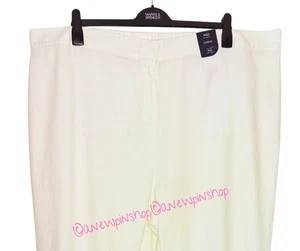 M&S Ladies Trousers Soft White Linen Rich Wide Leg Trousers BNWT Marks Curve - Picture 1 of 7