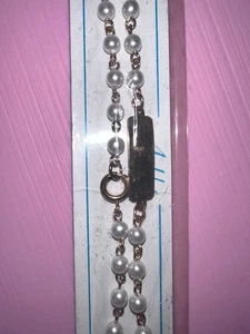 Vintage Oblong 80’s 10kt Gold Filled Faux Pearls Engravable Anklet NWT - Picture 1 of 4