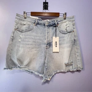 Pantalones cortos vaqueros mica denim súper altos con botones desgastados - 2X - Imagen 1 de 11
