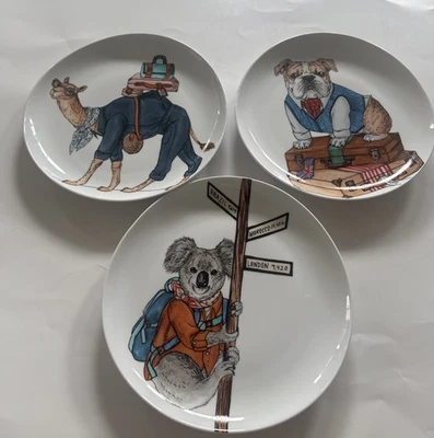 West Elm Rachel Kozlowski Travel Themed Plates Set Of 3 - Image 1 of 4