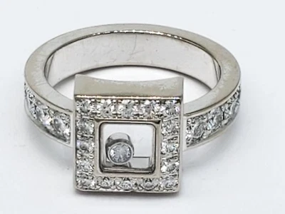 Anillo de diamantes flotantes chapado en rodio de oro blanco sólido de 18 quilates Chopard Si (AP1142266) Foto 1 de 4