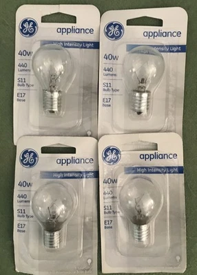 4-GE Appliance 40W High Intensity Light S11 E17 440 Lumen Specialty Bulbs - Image 1 of 3