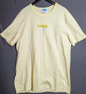 Champion XL Yellow T-Shirt Y2K Basic Athleisure Minimalist Streetwear Tee - Picture 1 of 8