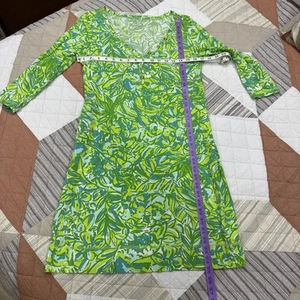 Lilly Pulitzer Green Pima Cotton Parrot Palmetto Dress Medium - Picture 1 of 3