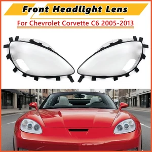 Pair For Chevy Corvette C6 2005-2013 Headlight Headlamp Lens Cover+Black Gaskets - Picture 1 of 13