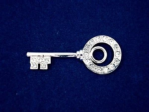 Rhinestone Charm Silver Key Metal Pendant Necklace DIY Jewellery - Imagen 1 de 2