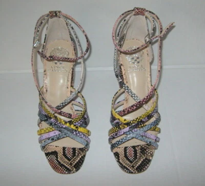 Vince Camuto WINIVEY SANDAL Heels Snake Print Multicolor Straps Square Toe 6.5 - Image 1 of 4