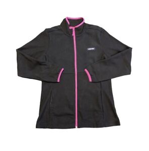 Lands End Women’s Grid Fleece Full Zip Up Jacket Black/Verbena Size X-Large NWT