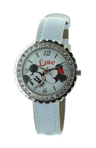 Girls DISNEY Minnie and Mickey Mouse watch Silver tone case with crystals MCK964 - Picture 1 of 4