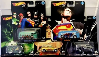  HOT WHEELS 2018 POP CULTURE DC COMICS SUPERMAN BATMAN ( SET OF 5 )  ALEX ROSS - Image 1 of 4