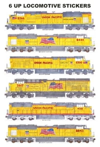 Locomotoras Union Pacific 6 pegatinas individuales Andy Fletcher - Imagen 1 de 1