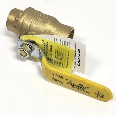 Apollo 94A-204-01 3/4" Sweat Brass In-Line Ball Valve New - Image 1 of 4