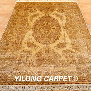 Yilong 6'x9' Classic Silk Rug Exquisite Hand Knotted Carpet Parlor Handmade 0979