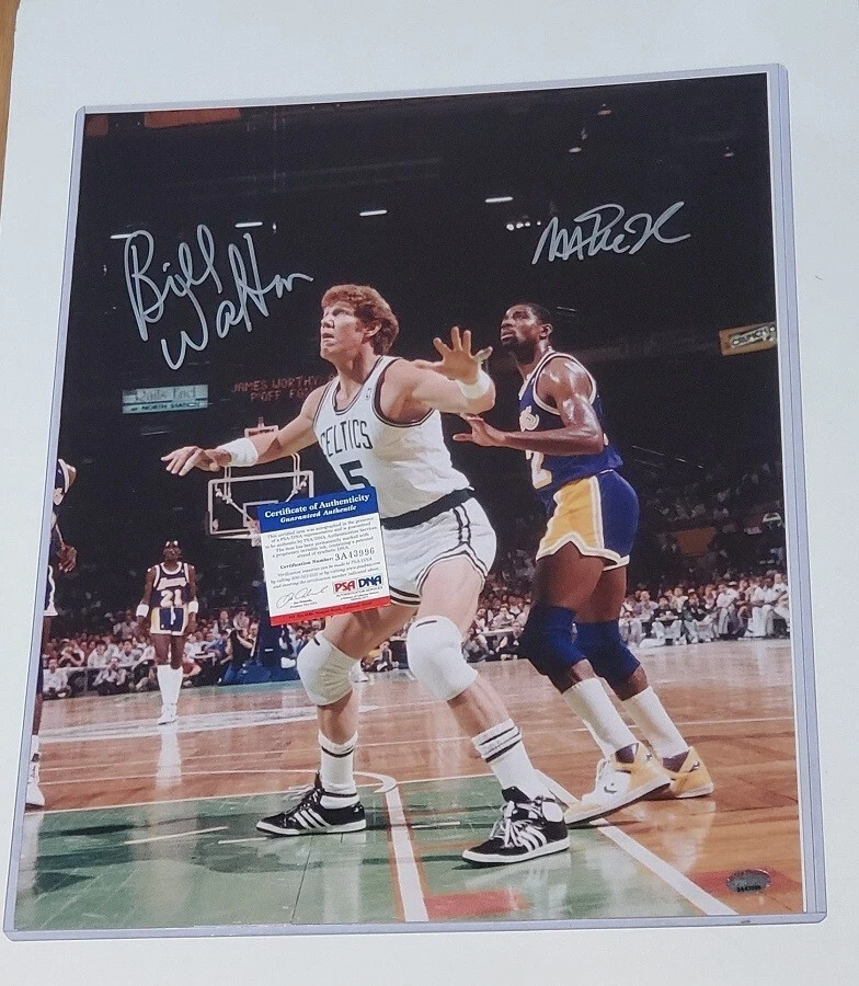 NBA Hall Of Famers Magic Johnson & Bill Walton Duo Signed 16 x 20 Photo PSA DNA - Image 1 of 1