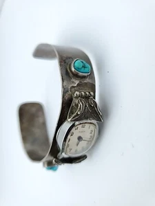 Antigua correa de reloj turquesa de plata de ley. Necesita reloj nuevo o tal vez reparado. - Imagen 1 de 16