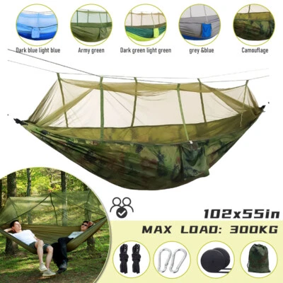 Tienda hamaca portátil para camping doble persona 660 lb con mosquitera cama colgante Foto 1 de 4