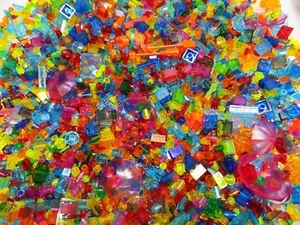 LEGO 1/4 POUND TRANSPARENT TRANSLUCENT BUILDING PIECES {WASHED} - Picture 1 of 9