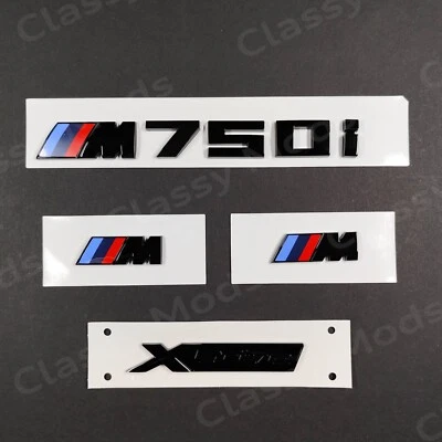 M750i xDrive Gloss Black Badges for BMW Emblem Set M Power - Image 1 of 4