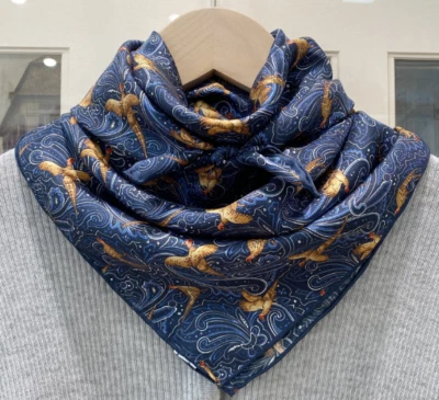 100% Seda 25" Bufanda Sarga Cuadrada Hombres Mujeres Pañuelo Envoltura Amarillo Azul SC45-E Foto 1 de 4