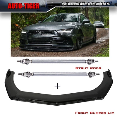 Kit de alerón divisor de parachoques delantero negro brillante para Audi A4 A5 A6 A7 B7 B8 S4 Foto 1 de 4