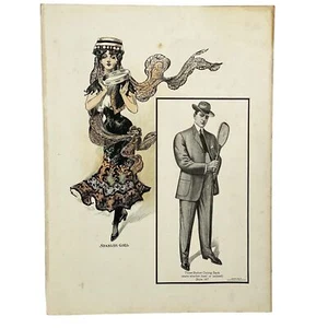 Antique 1908 Spring/Summer Men's Tailor's Page Tennis Spanish 22" x 16" (Large) - Picture 1 of 11