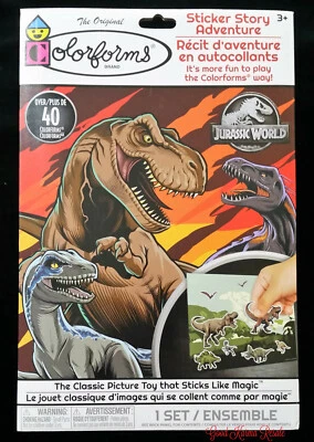 Dinosaur Colorforms Jurassic World 40 Reusable Stickers Adventure Set 3 Scenes - Image 1 of 4