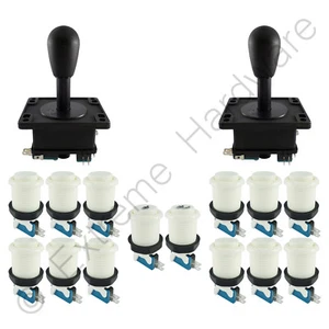 2 Player Arcade Control Kit 2 Bat Top Joysticks 14 Buttons White JAMMA MAME Pi - Picture 1 of 1