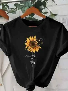 Women s Sunflower and Butterfly T-Shirt Free Shipping - Picture 1 of 4