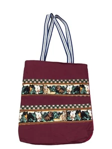 Vintage Hand Sewn Fabric Tote Bag 15 1/2”x17 1/2” Pocket Long Straps - Foto 1 di 10