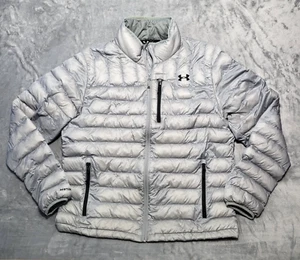 Under Armour Jacket Men's Large Silver ColdGear Infrared Puffer Down Full Zip - Picture 1 of 14