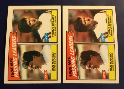1987 Topps #227 Dan Marino & Tommy Kramer Lote 2 Líderes 1986 Miami Dolphins Foto 1 de 2