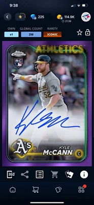 DIGITAL Topps Bunt Chrome Update 24 Kyle McCann Purple Signature 250cc Rookie - Image 1 of 2